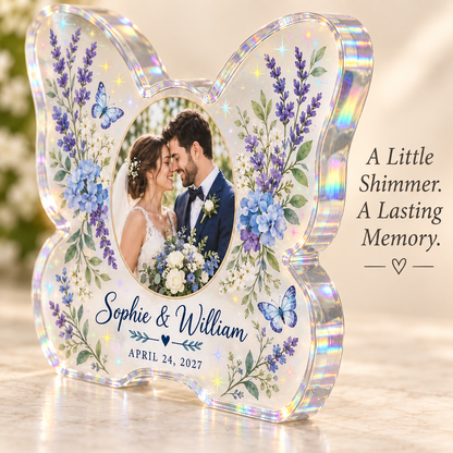 Butterfly Vows | Personalized Hologram Photo Plaque - detail