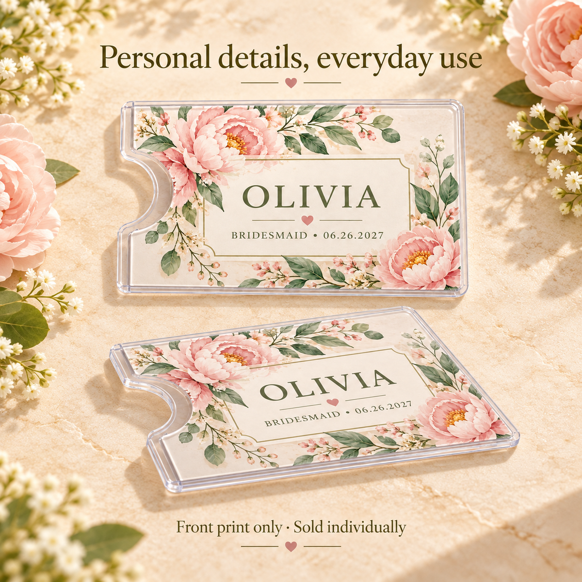 Garden Bridesmaid Card Sleeve; design details. One Day for Lifetime